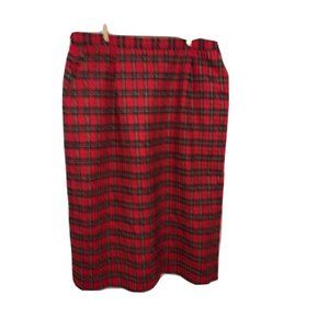 Vintage Pendleton Red Black Plaid Virgin Wool Skirt Women Size 12 Made In USA
